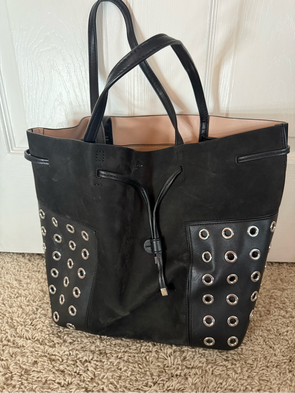 Tory Burch Black Eyelet-Accent Tote Bag